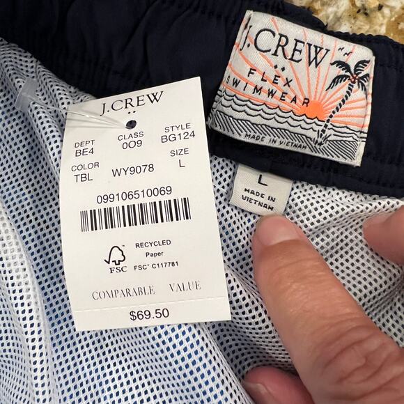 NWT J. Crew Men's Blue 6" Colorblock Swimsuit/Trunk - Picture 6 of 9